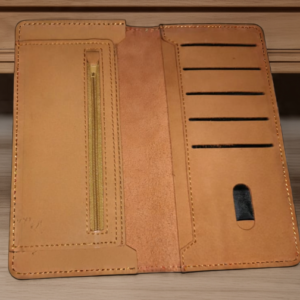 Men Light Brown Long Leather Wallet