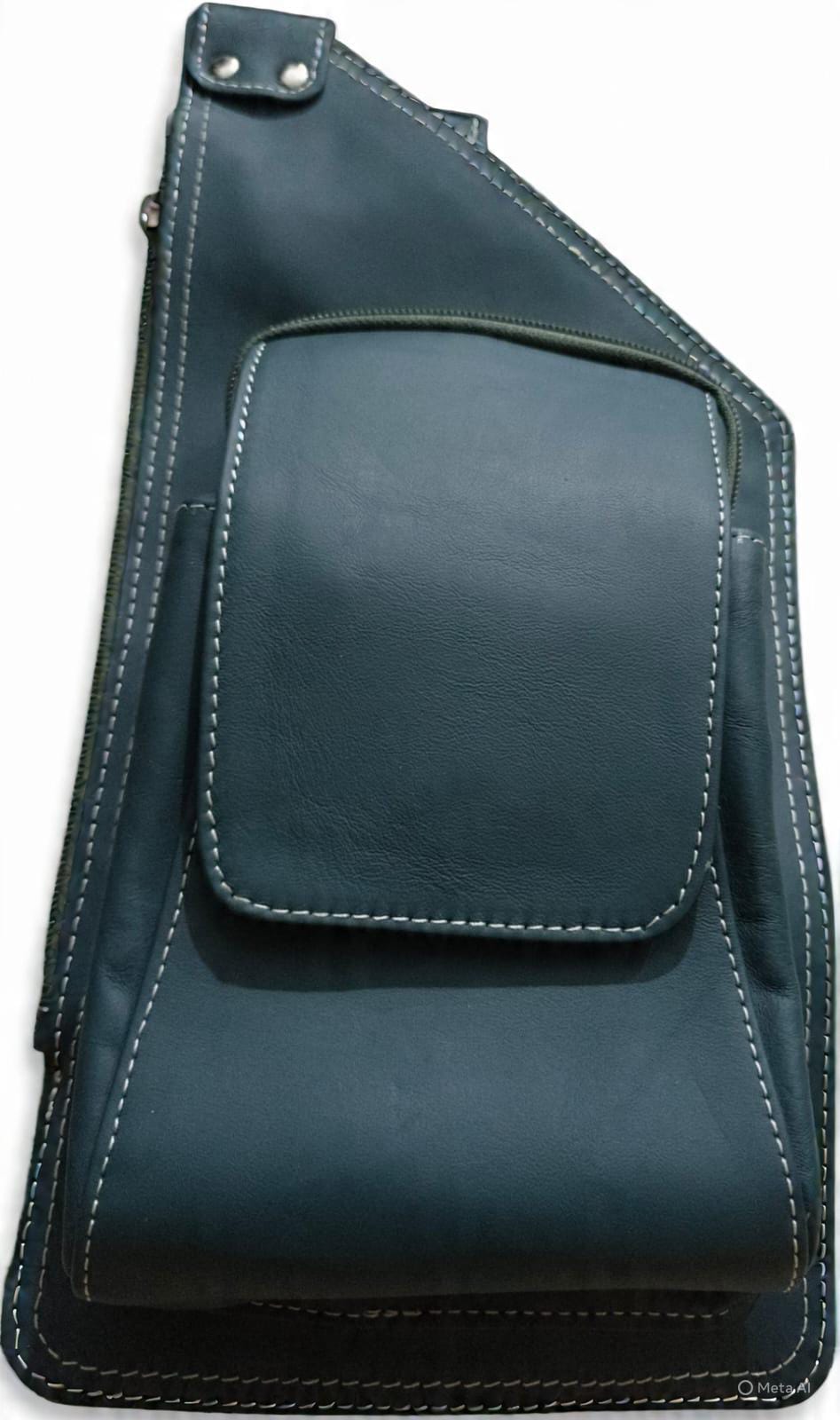 Women Blue Leather Bag - Image 2