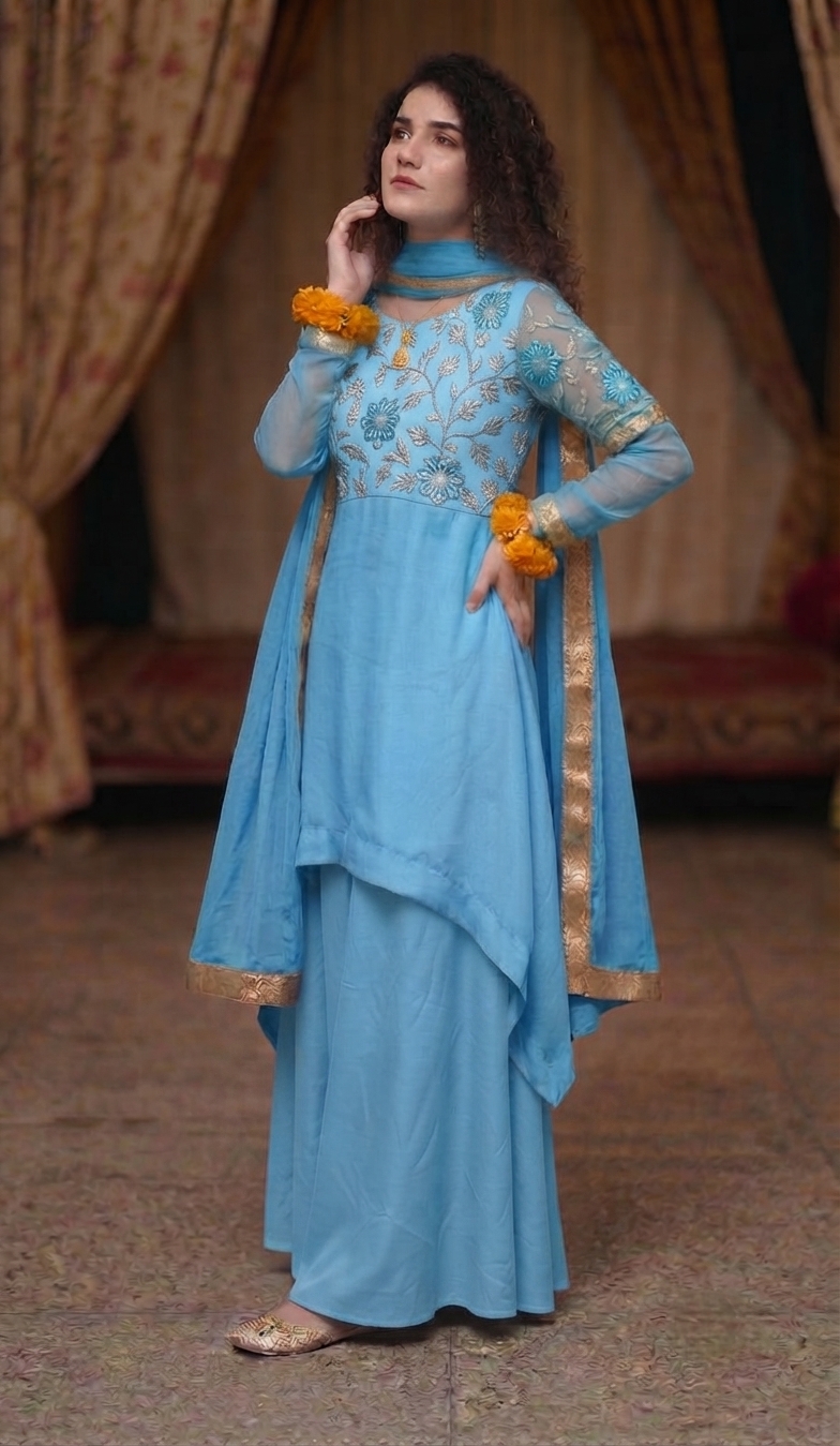 Embroidered Pakistani Wedding Guest Outfit - Image 2