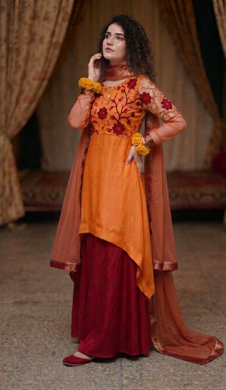 Embroidered Pakistani Wedding Guest Outfit - Image 3