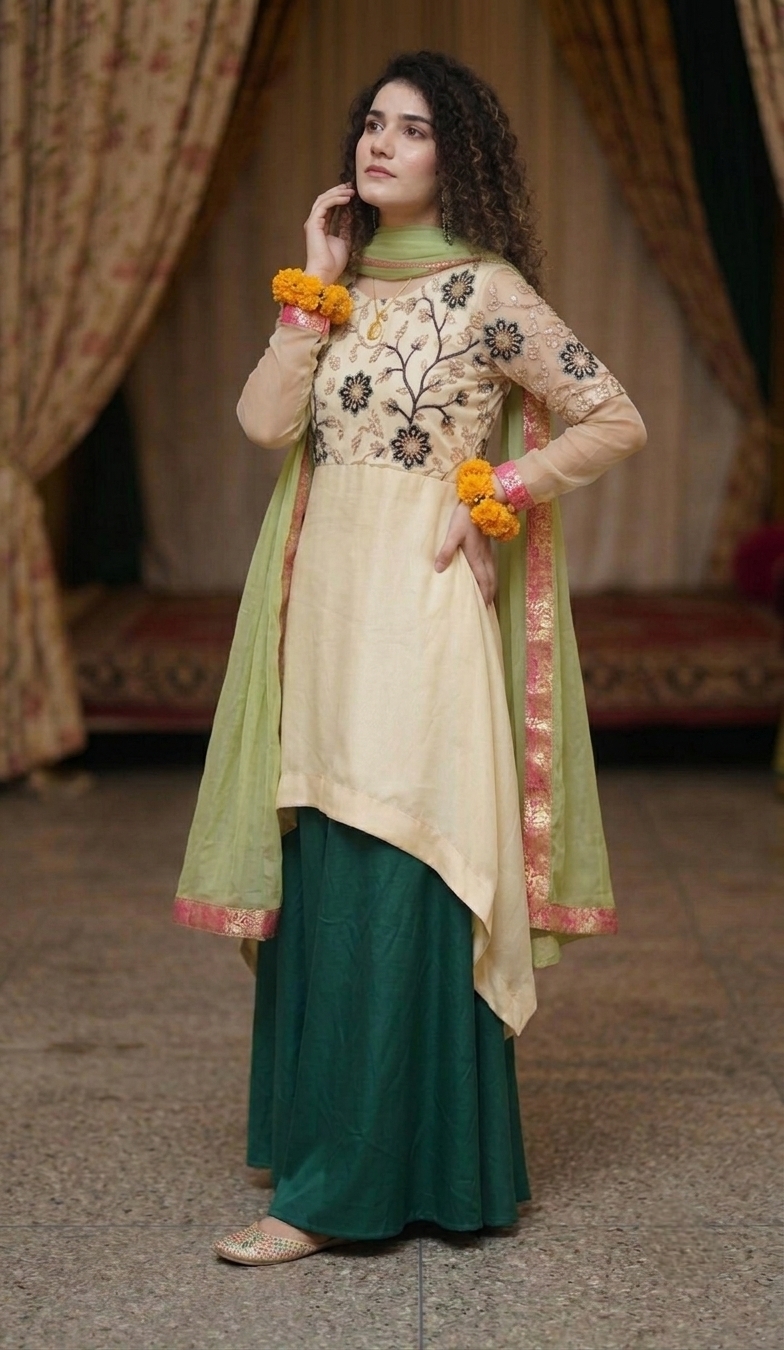 Embroidered Pakistani Wedding Guest Outfit - Image 6