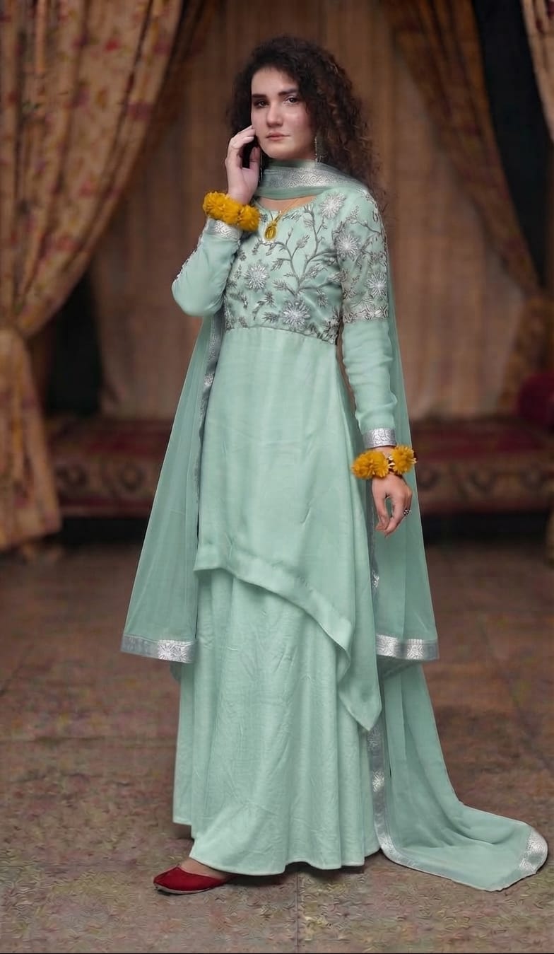 Embroidered Pakistani Wedding Guest Outfit - Image 12