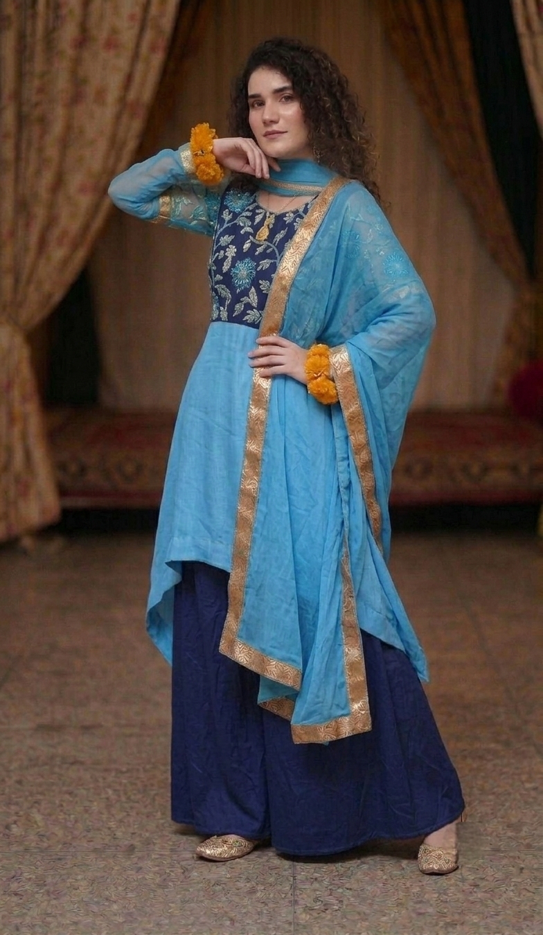 Embroidered Pakistani Wedding Guest Outfit - Image 14
